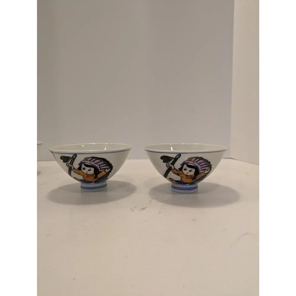 Chinese Rice Bowls Unique Characters Set Of 6. Like Anime Characters.
